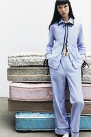PANTALON STYLE PYJAMA À RAYURES EN VELOURS