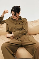 LAPEL COLLAR CROPPED SHIRT