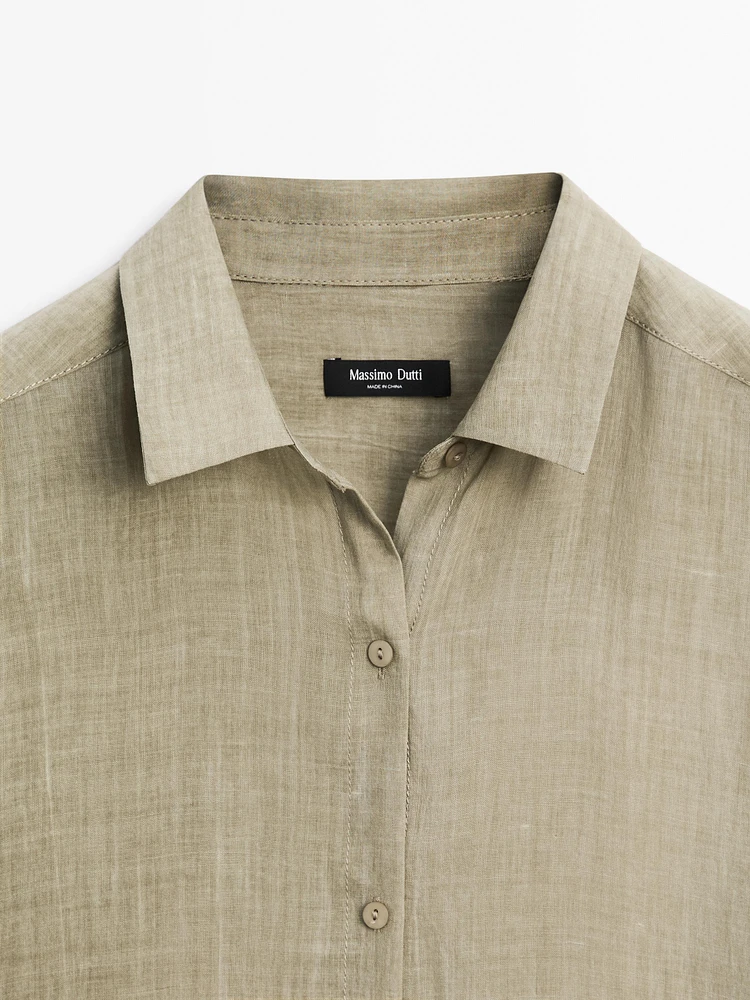 Semi-sheer ramie blend oversize blouse