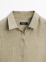 Semi-sheer ramie blend oversize blouse