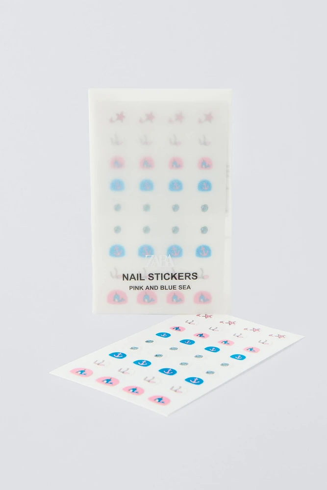 AUTOCOLLANTS POUR ONGLES ZARA ROSE ET BLEU MARINE