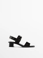Mock croc embossed heeled sandals