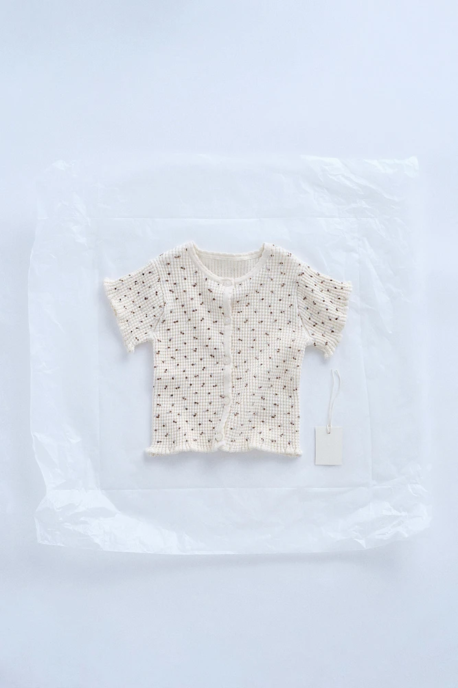 ZARA TIMELESS - T-SHIRT EN MAILLE GAUFRÉE À FLEURS