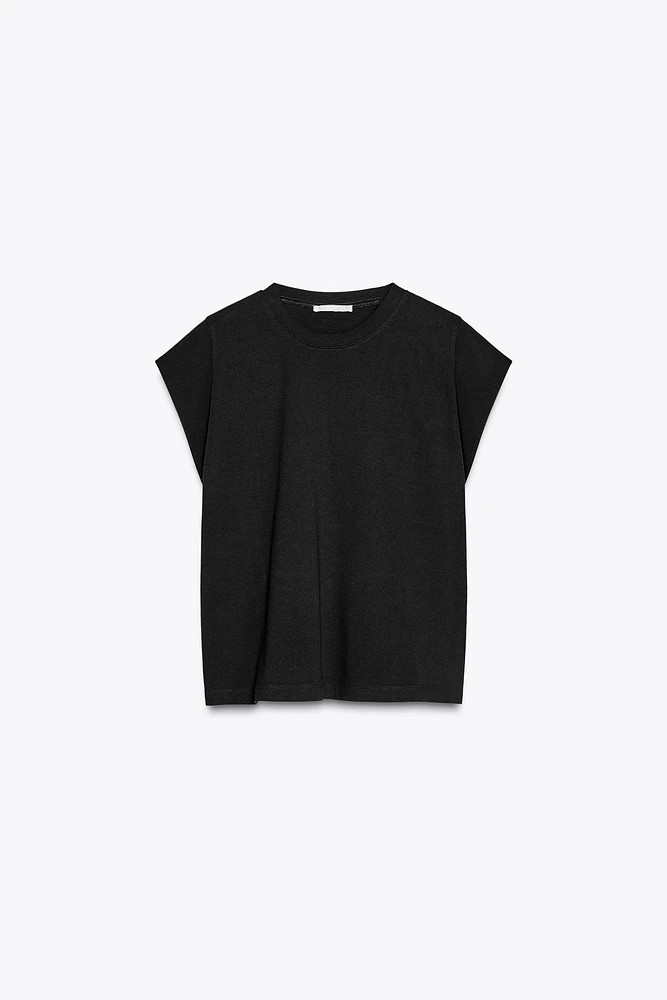 WASHED EFFECT SLEEVELESS T-SHIRT