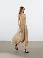 Flowing V-neck midi dress