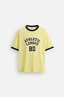 T-SHIRT CÔTELÉ CONTRASTE TEXTE