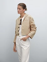 Short cotton jacket with sailor collar