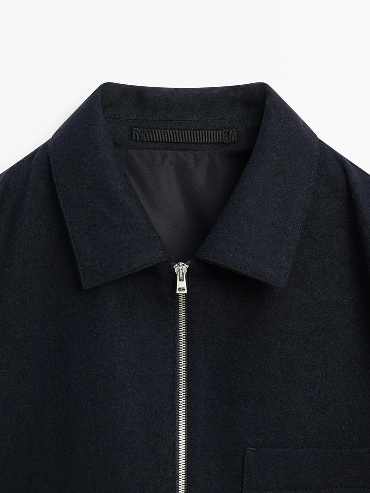Wool-blend zip-up jacket