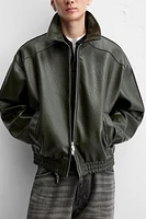 EMBOSSED FAUX LEATHER JACKET