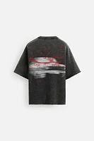 WASHED KNIT PRINT T-SHIRT