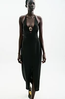 GOLD APPLIQUÉ MIDI DRESS