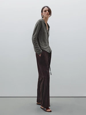 100% linen striped cardigan