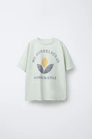 TEXTURED TEXT T-SHIRT