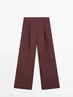Flowing 100% linen trousers with darts