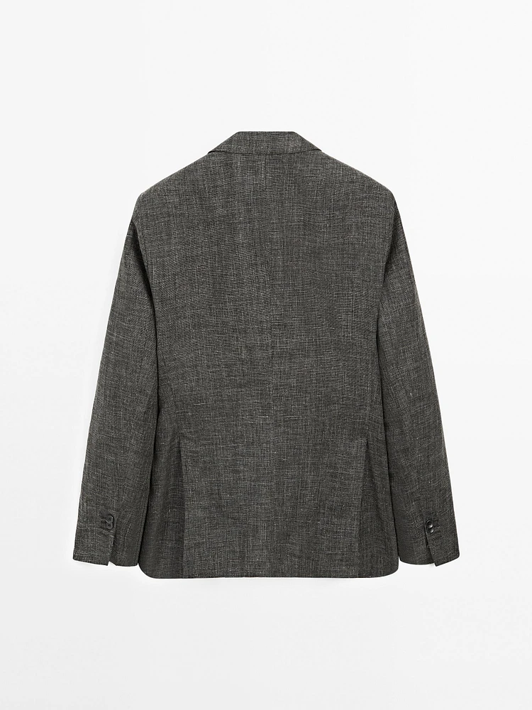 Blazer en lin et coton mélangés