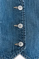 OPEN BACK DENIM TRF TOP
