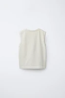 GARMENT DYE EMBROIDERED SLEEVELESS T-SHIRT