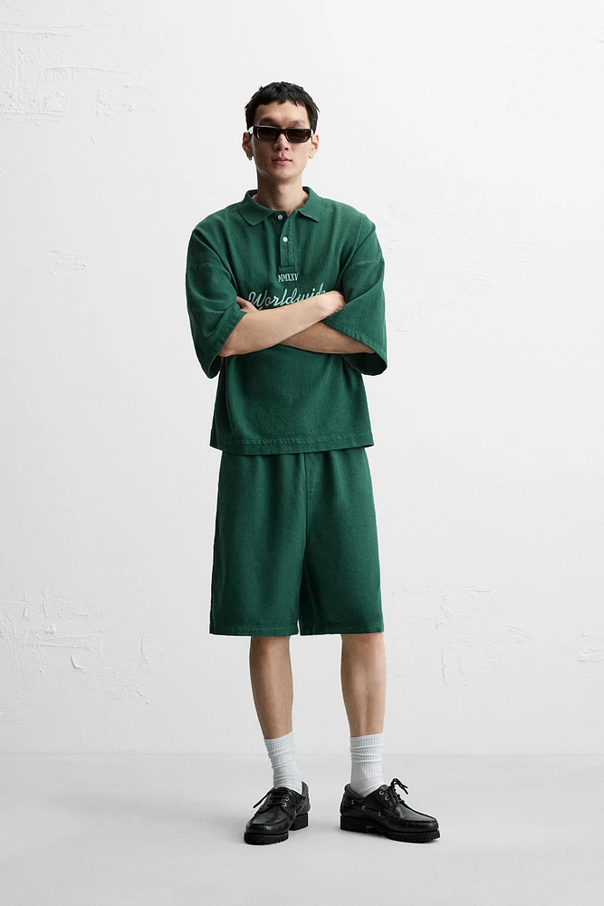 TEXTURED CARPENTER POCKET SHORTS