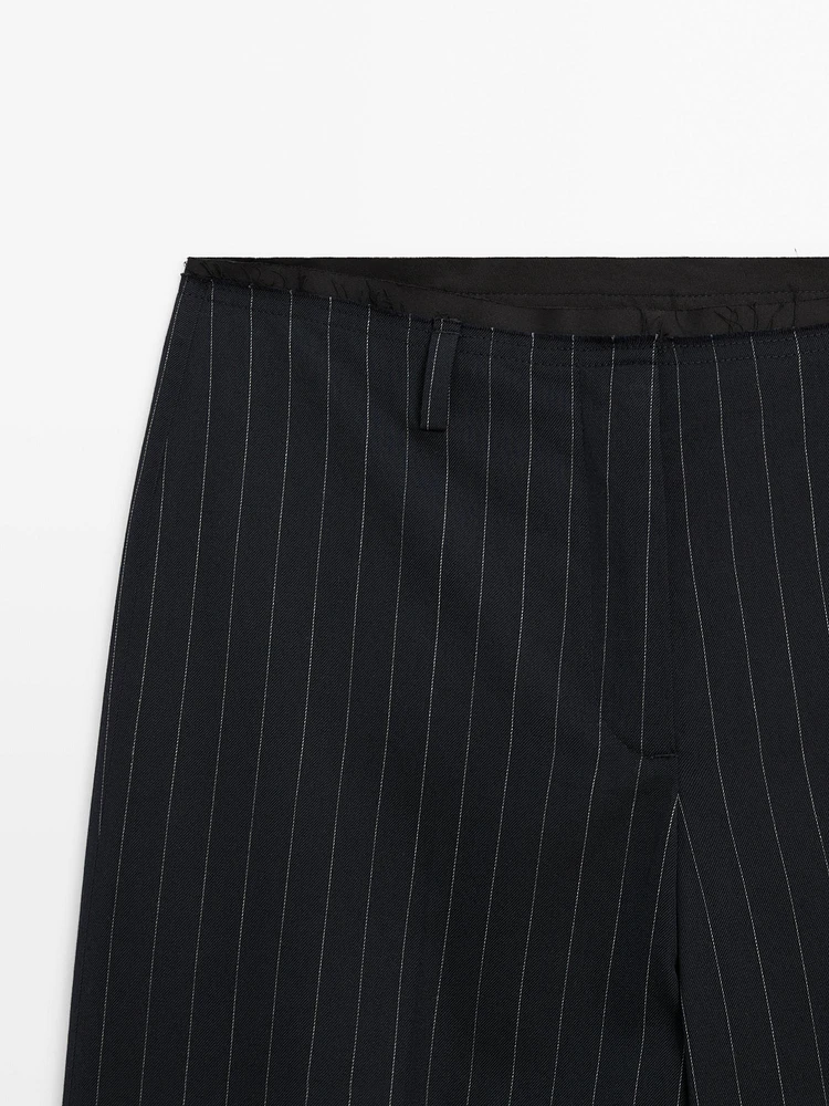 Pantalon à rayures tennis en laine mélangée