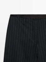 Pantalon à rayures tennis en laine mélangée