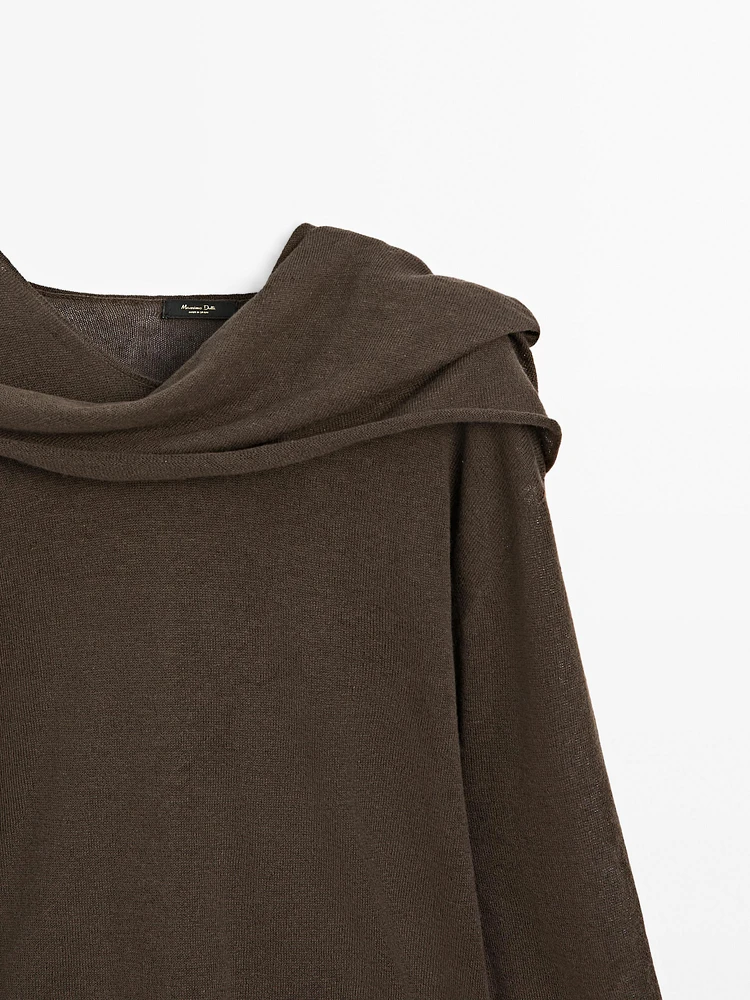 Linen blend sweater with scarf detail