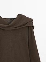 Linen blend sweater with scarf detail