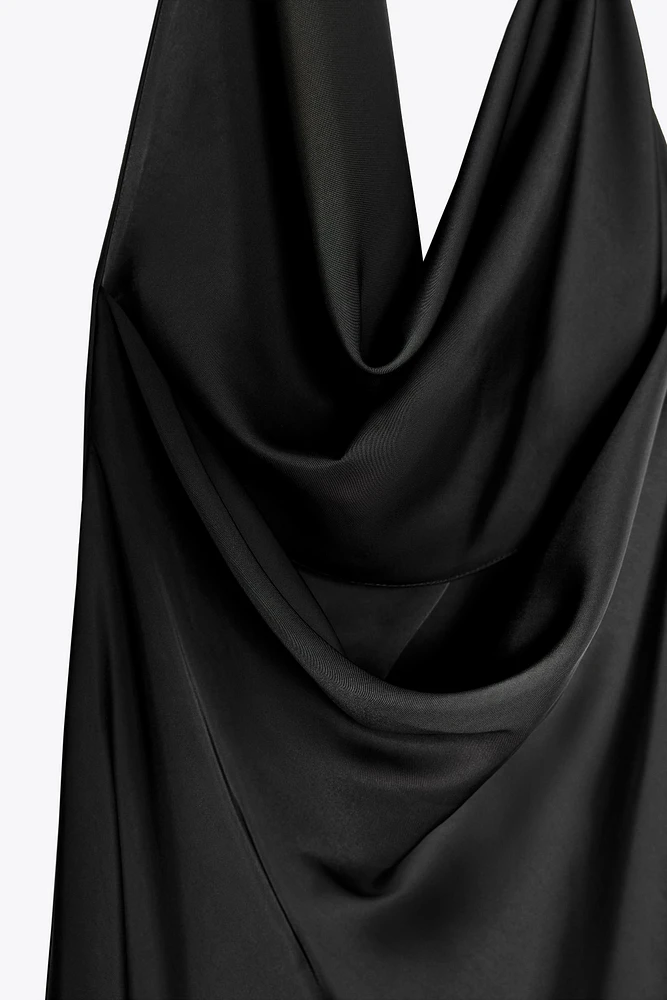 ASYMMETRIC SATIN MIDI DRESS