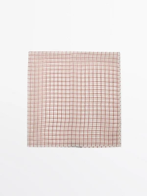 100% silk check pocket square