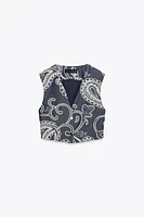 EMBROIDERED CROPPED VEST TOP
