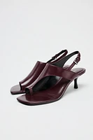 SANDALES À TALONS EN CUIR