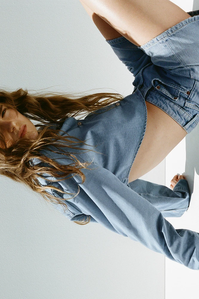 SHORT EN JEAN TRF À TAILLE MI-HAUTE