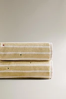 CHILDREN’S STRIPED VELOUR BATH TOWEL WITH STARS