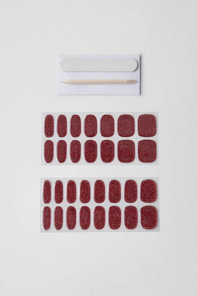 ZARA RED SPARKLE NAIL WRAPS - Gel Nails Effect