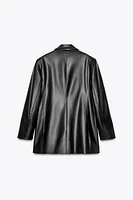 STRAIGHT FIT FAUX LEATHER BLAZER