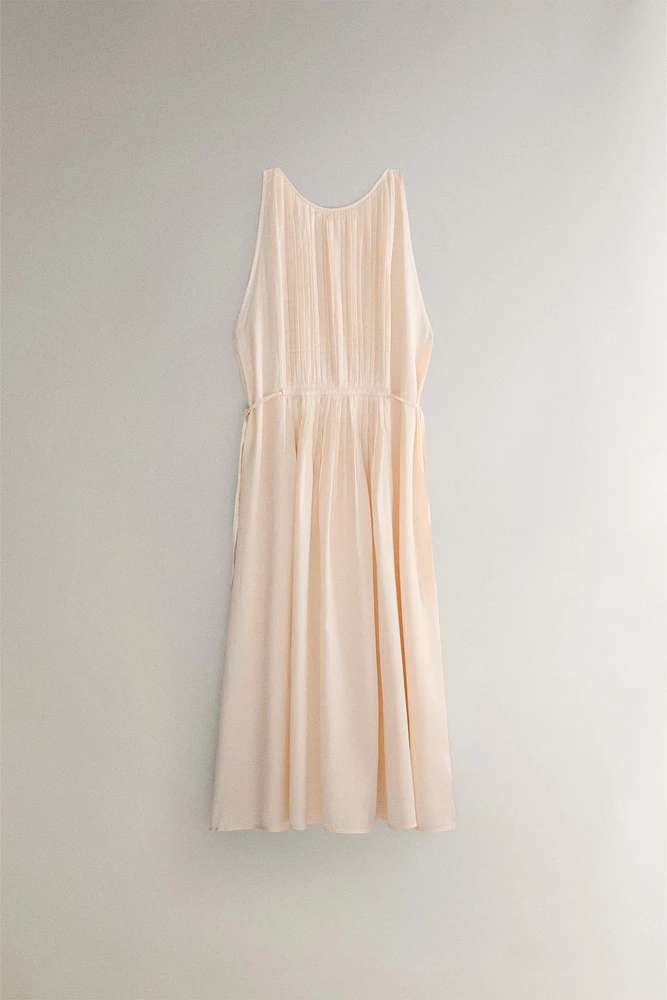 PLEATED SATEEN NIGHTGOWN