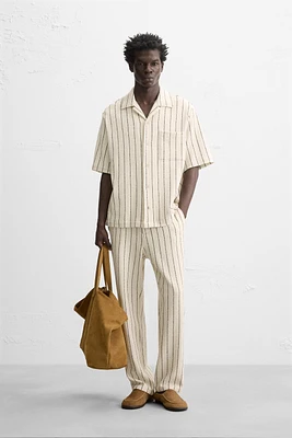 STRIPED TEXTURED TERRY PANTS