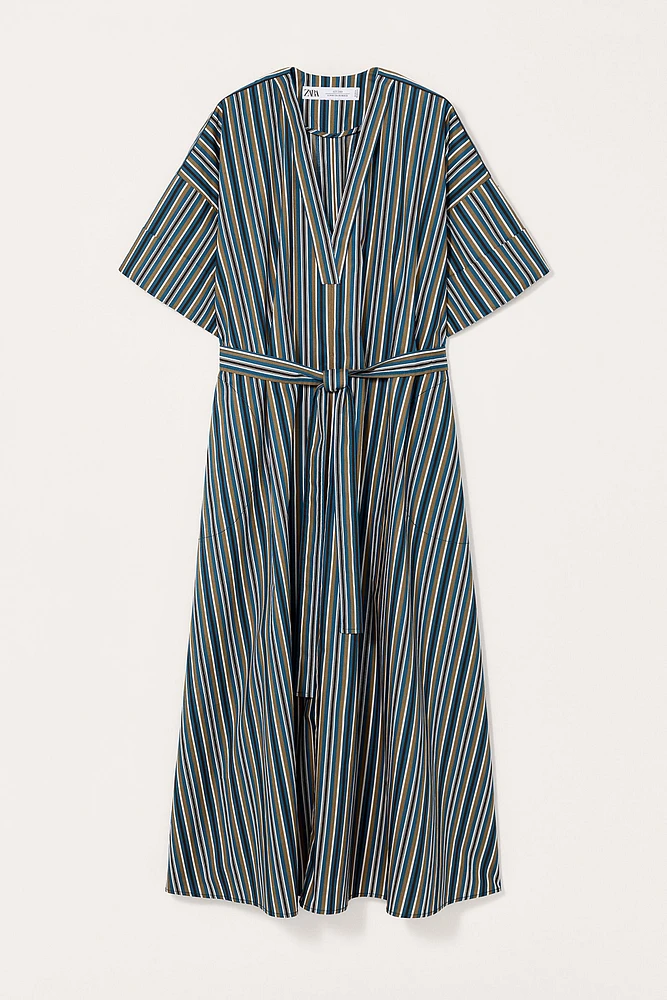 LIMITED EDITION STRIPED BELTED DRESS