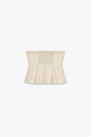 LINEN TOP WITH CONTRAST STITCHING