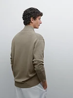 Cotton zip-up knit cardigan