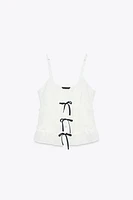 CONTRAST TIE TOP