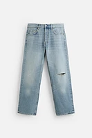 RIPPED REGULAR STRAIGHT FIT JEANS