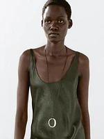 Robe longue fluide satinée