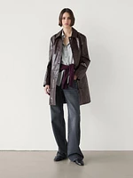 Nappa leather creased-effect coat