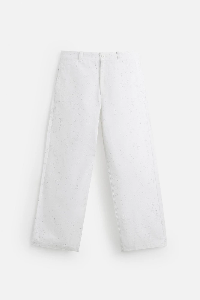 WIDE FIT ABSTRACT PRINT PANTS