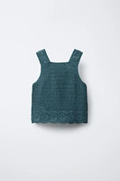 FLORAL CROCHET KNIT TOP
