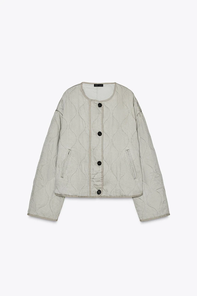 WASHED-EFFECT QUILTED JACKET