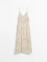 Robe midi bretelles froncées