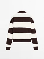 Pull en maille à col polo et rayures