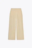 PANTALON LARGE À PINCES AVEC LIN