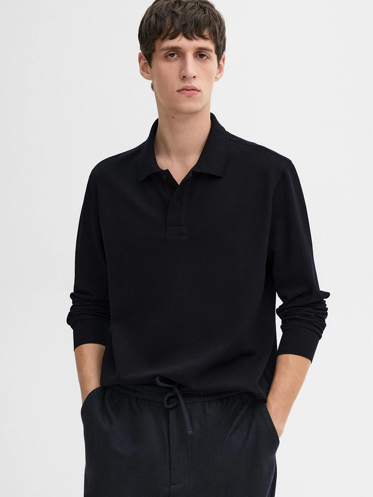 Cotton blend polo sweater